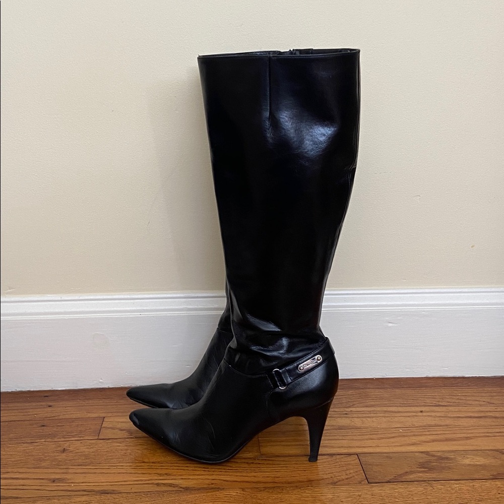 Calvin Klein Black Heeled Knee High Boots - Picture 4 of 7